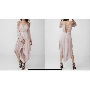 Express Womens Midi Dress Sz 8 Pink Floral Fairy Flowy Romantic Cottagecore